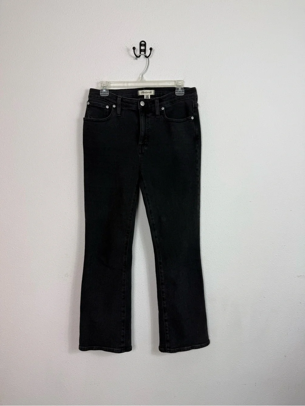 Madewell Mid Rise Kick Out Crop Jeans Black Wash Sz 28